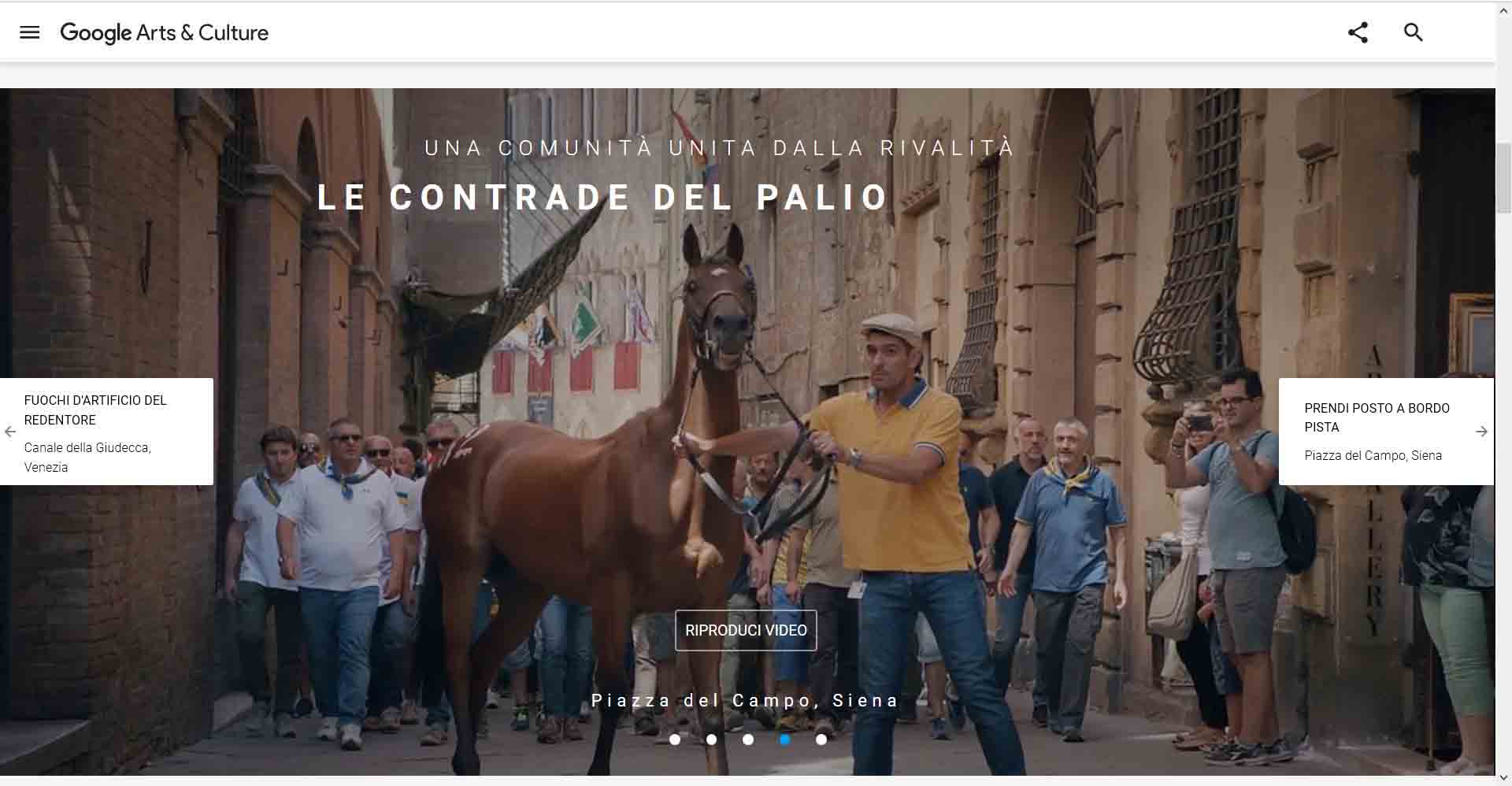 Il progetto #GoogleGrandTour arriverà a Siena in occasione del Palio di Siena del 2 luglio 2017