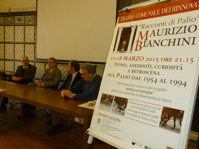 Maurizio Bianchini, giornalista, scrittore e telecronista del Palio di Siena, presenta il suo spettacolo Racconti di Palio che andrà in scena al Teatro dei Rinnovati, il 17 e 18 marzo 2015