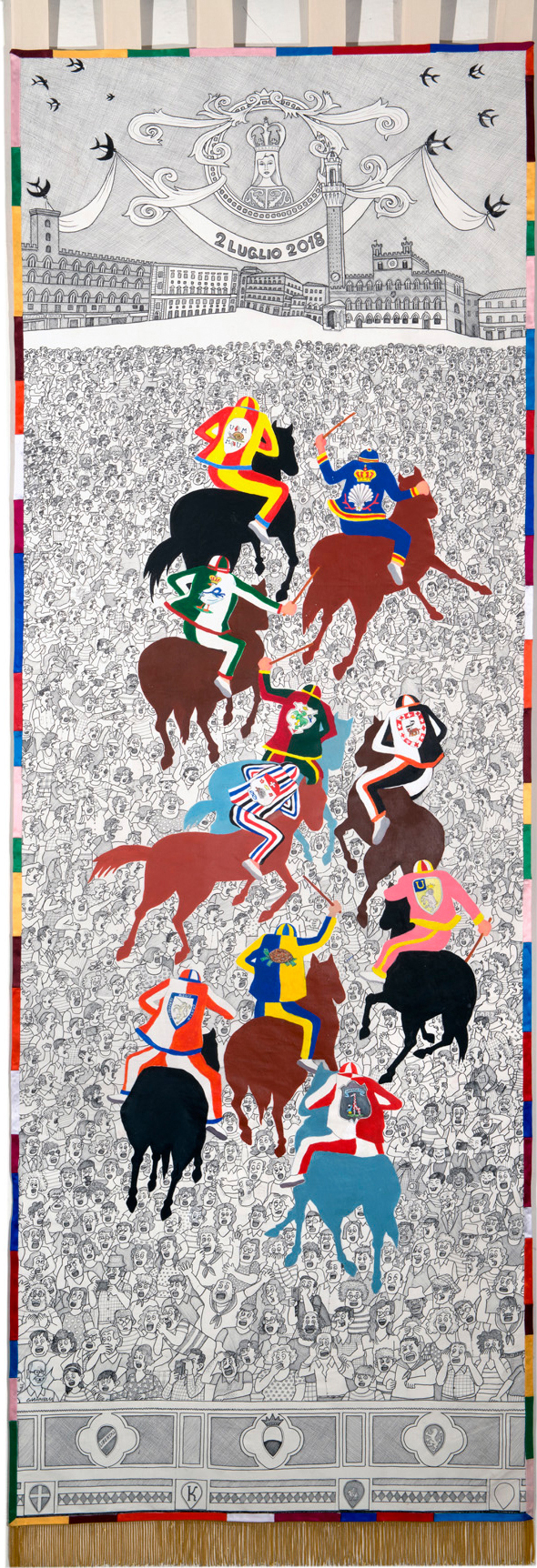 Il drappellone del Palio di Siena del 2 luglio 2018