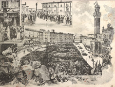 stampa che ricorda il palio del 16 luglio 1877