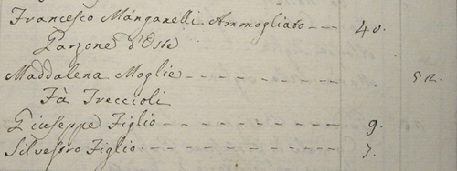 Stato delle Anime di S.Pellegrino, anno 1767